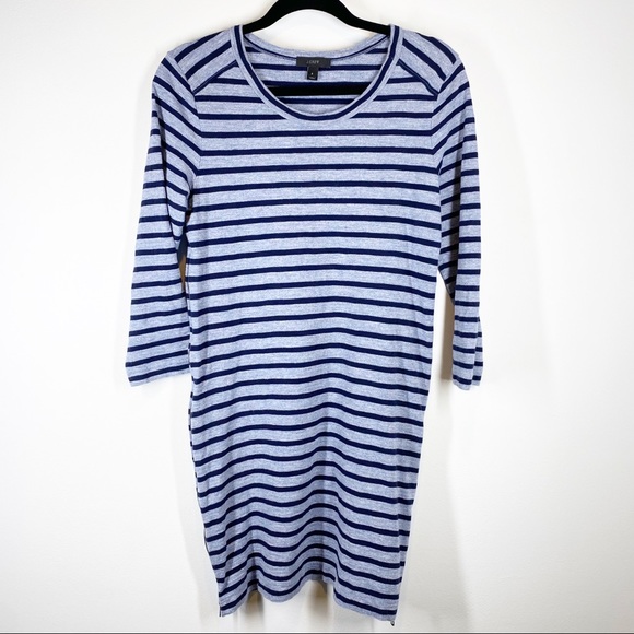 J. Crew Side Zipper Blue Striped Dress - Picture 2 of 10